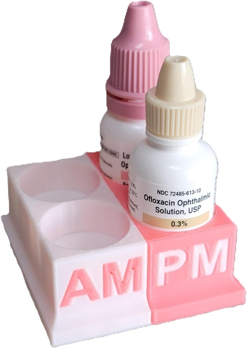 Znet3D Eye Drops Bottle Organizer & Tracker – AM/PM 4-Slot (White/Pink) - Image 5